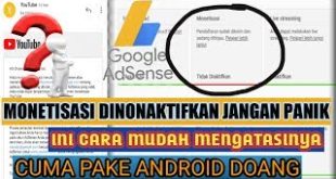 cara aktifkan monetisasi youtube di android